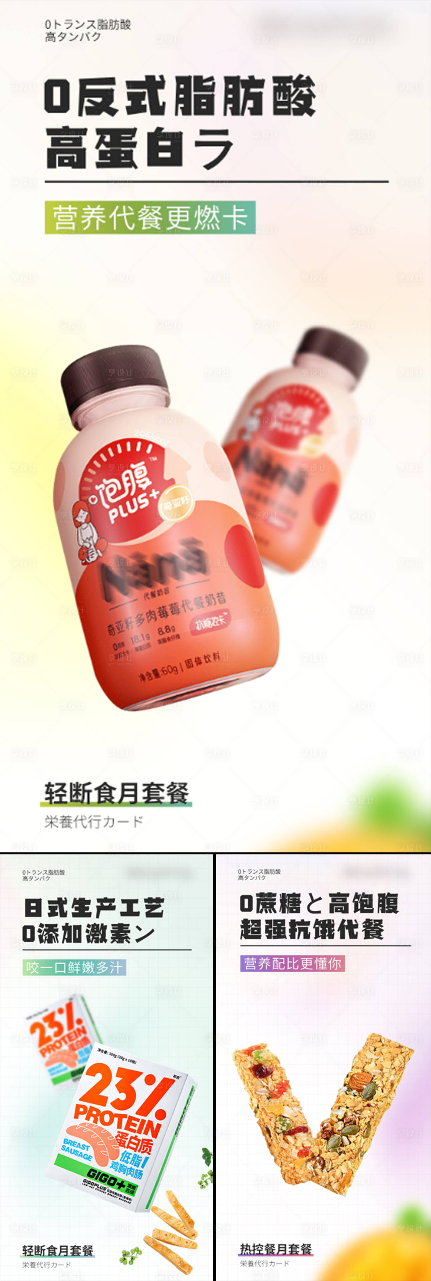源文件下載【奶昔代餐減肥雞肉奶茶塑形產品系列海報】編號：63530015445124508