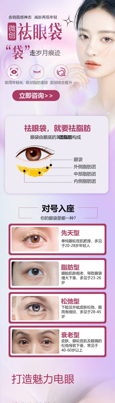 源文件下载【祛眼袋医美落地页活动长图】编号：32450015168367935
