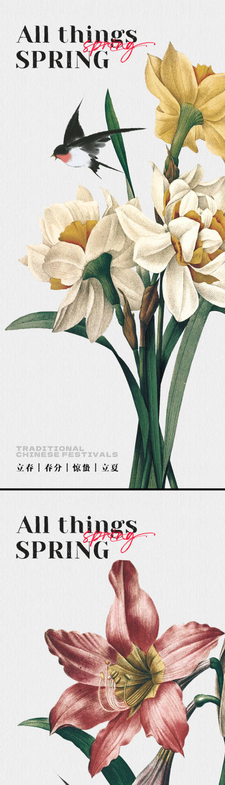 编号：20230315154230845【享设计】源文件下载-立春春分惊蛰立夏花卉系列海报