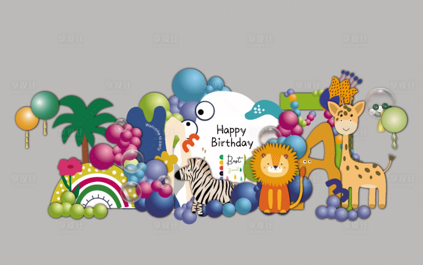 源文件下載【享設計】搜索編號：89270015613293929【寶寶生日宴活動堆頭】