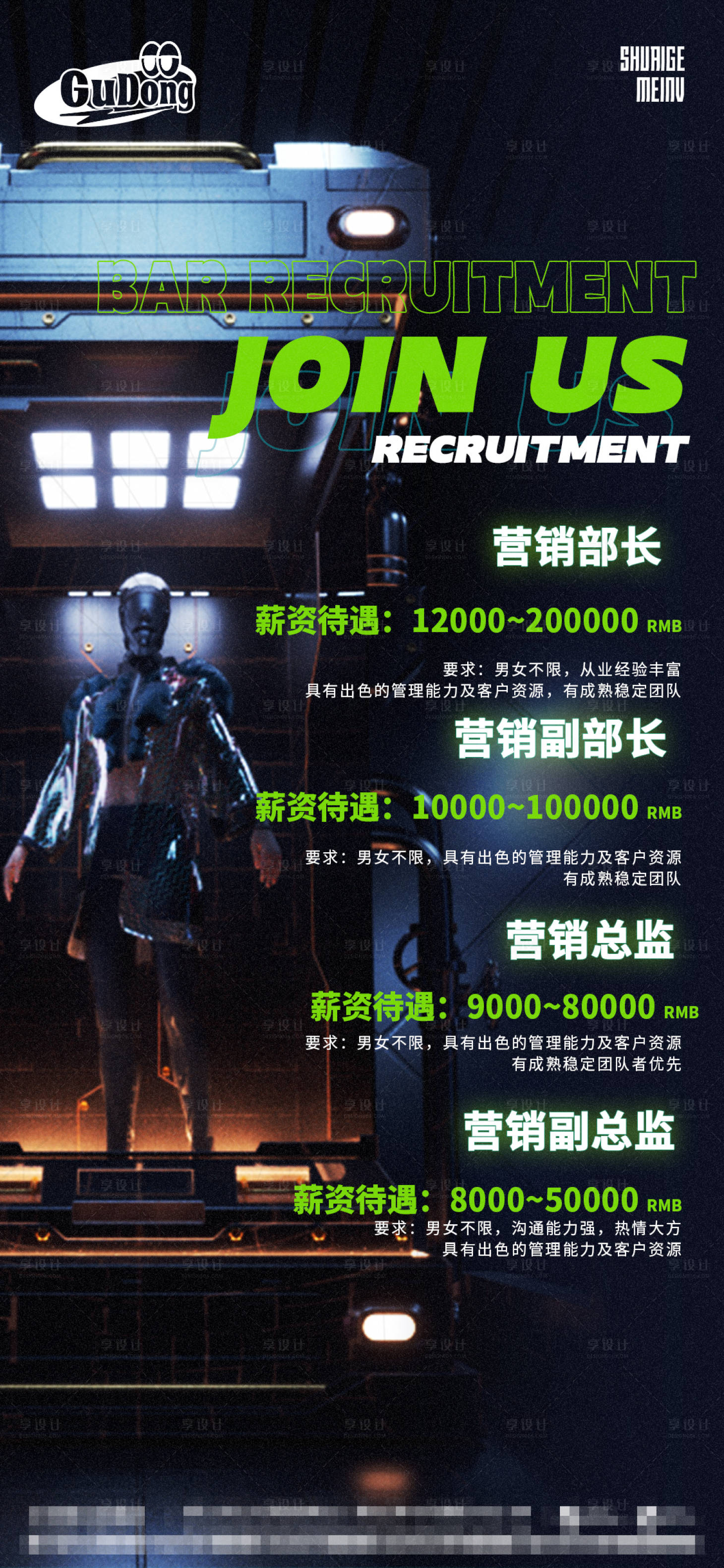 源文件下载【酒吧夜店招聘海报】编号：90300015455315319