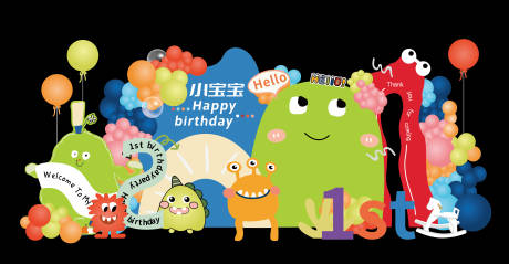 源文件下載【享設計】搜索編號：60090015684488814【寶寶生日宴氛圍展板】