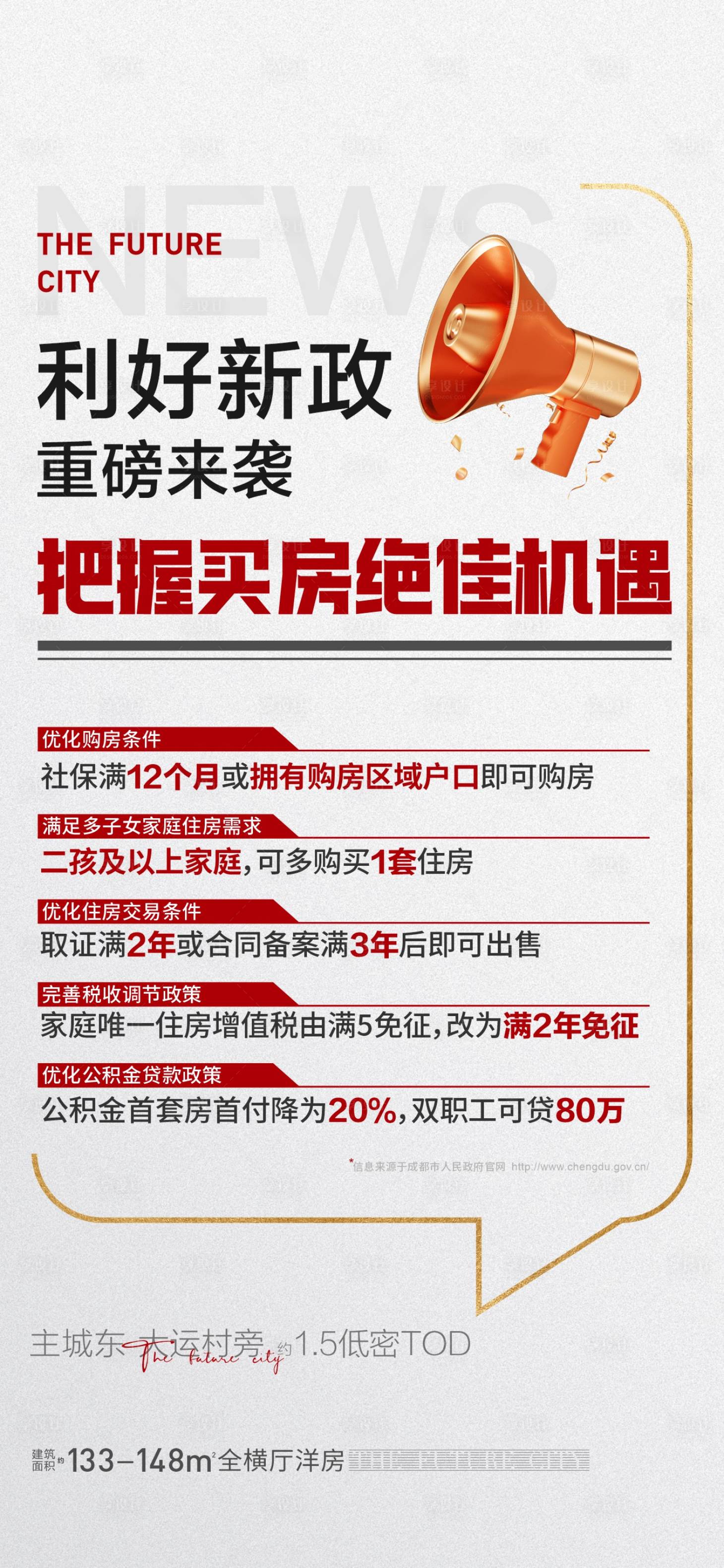 源文件下載【享設計】搜索編號：73390015562968372【地產政策信息海報】