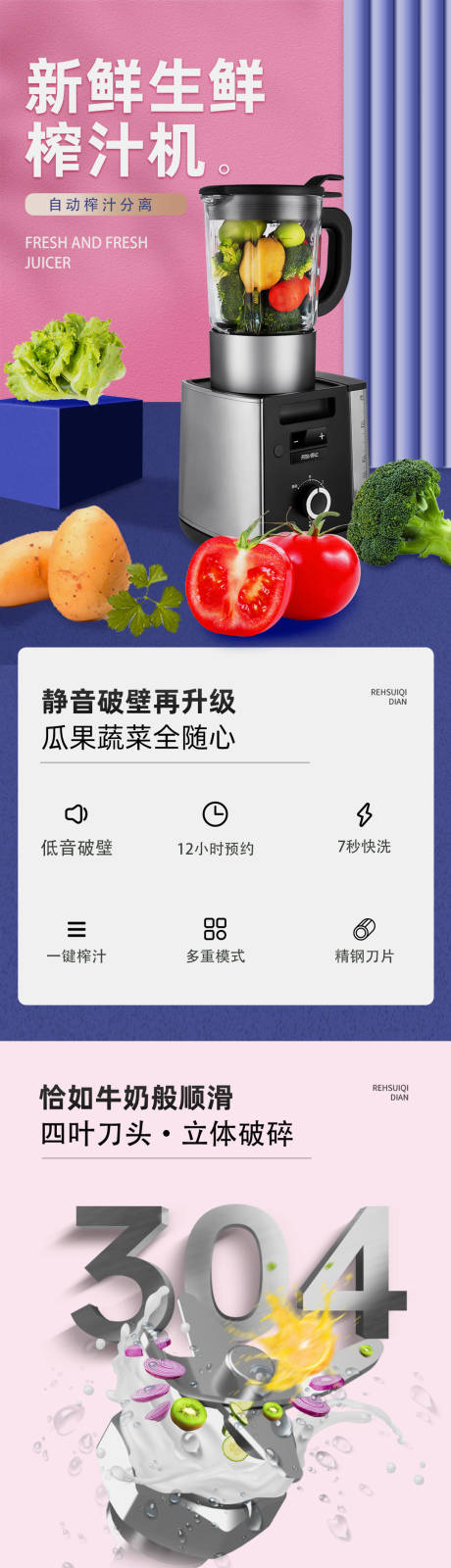 源文件下载【享设计】搜索编号：22540015429729525【电动榨汁机家电产品详情页】