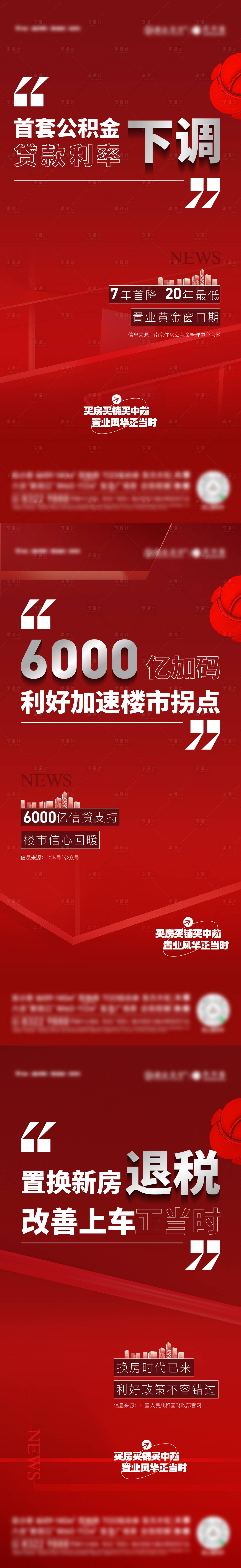 源文件下載【享設計】搜索編號：92990015570274900【地產政策紅稿系列海報】