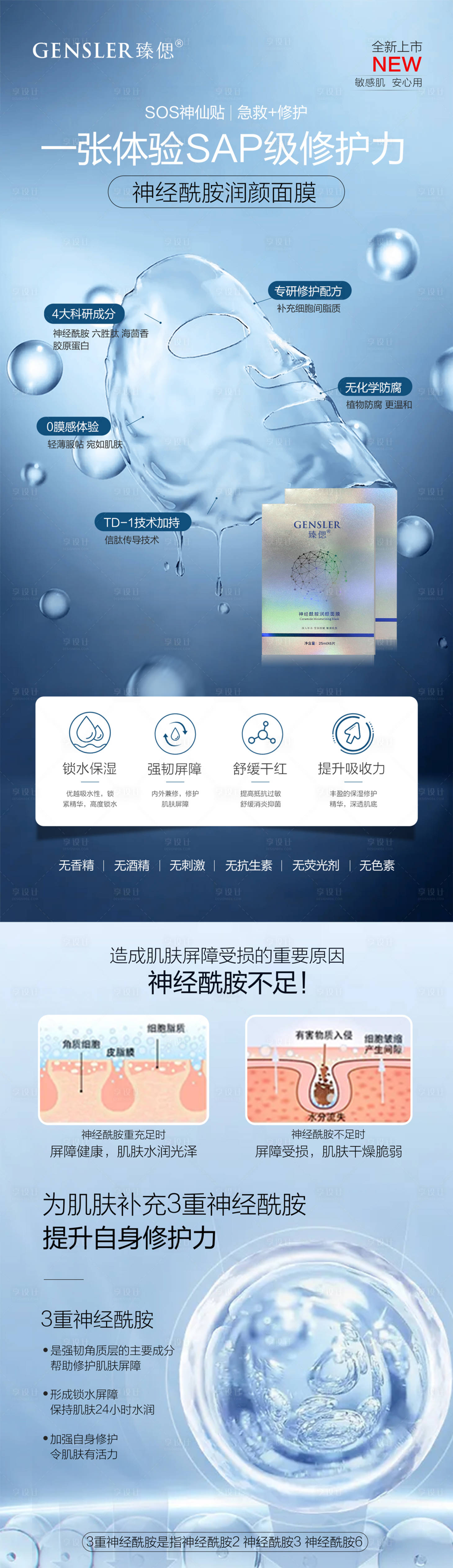 源文件下载【享设计】搜索编号：88650015079171520【神经酰胺面膜促销海报长图】