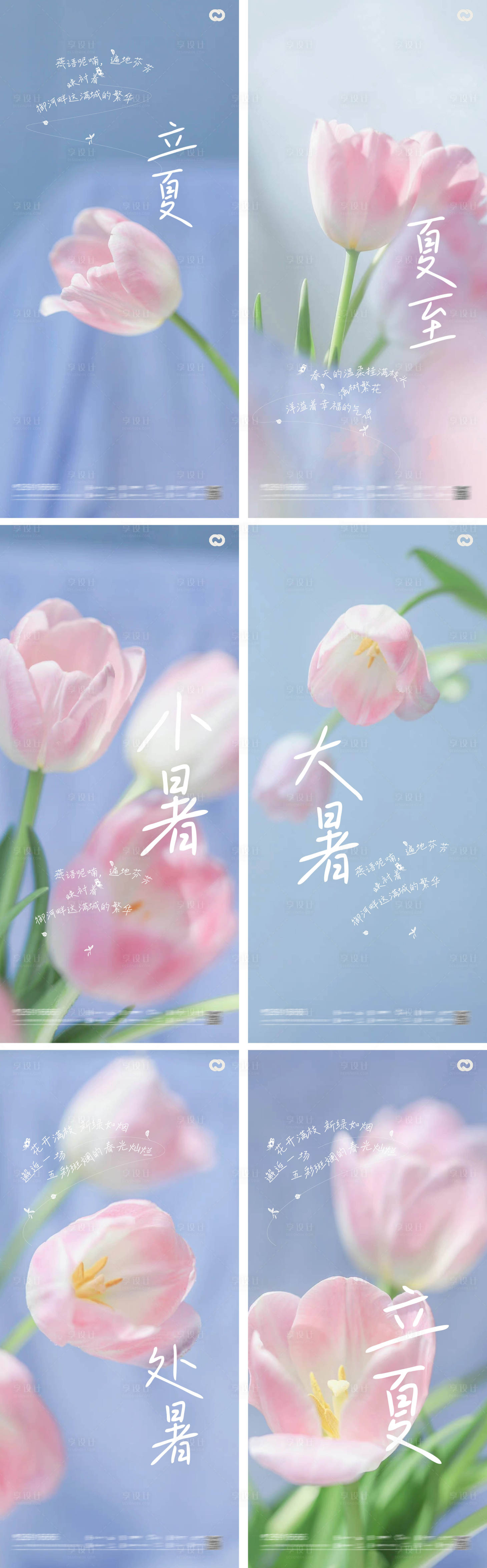 源文件下载【立夏夏至小暑大暑处暑花朵海报】编号：69190015656822405