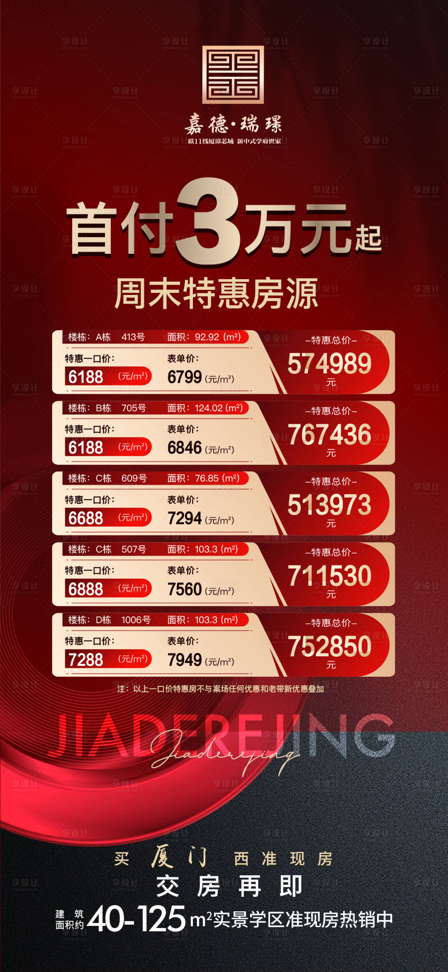 源文件下載【享設(shè)計(jì)】搜索編號(hào)：36020015154297163【房地產(chǎn)紅金特價(jià)房促銷單圖海報(bào)】
