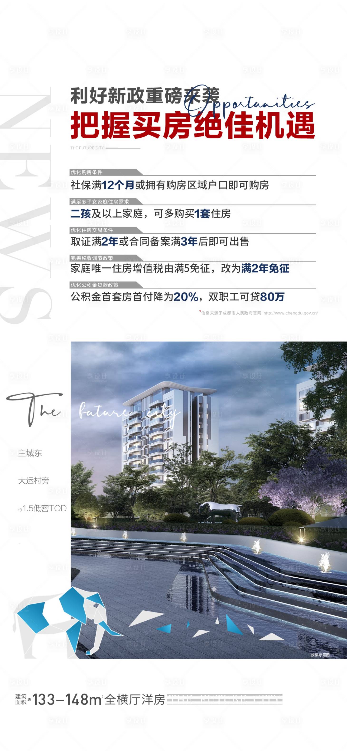 源文件下載【享設計】搜索編號：73980015562959069【地產政策信息海報】