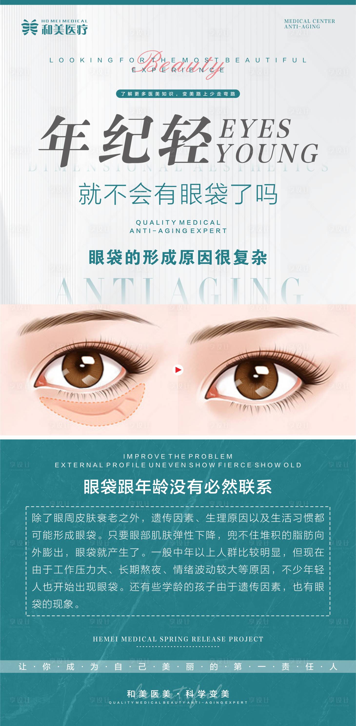 源文件下载【眼袋问题简约海报】编号：91360015628936990