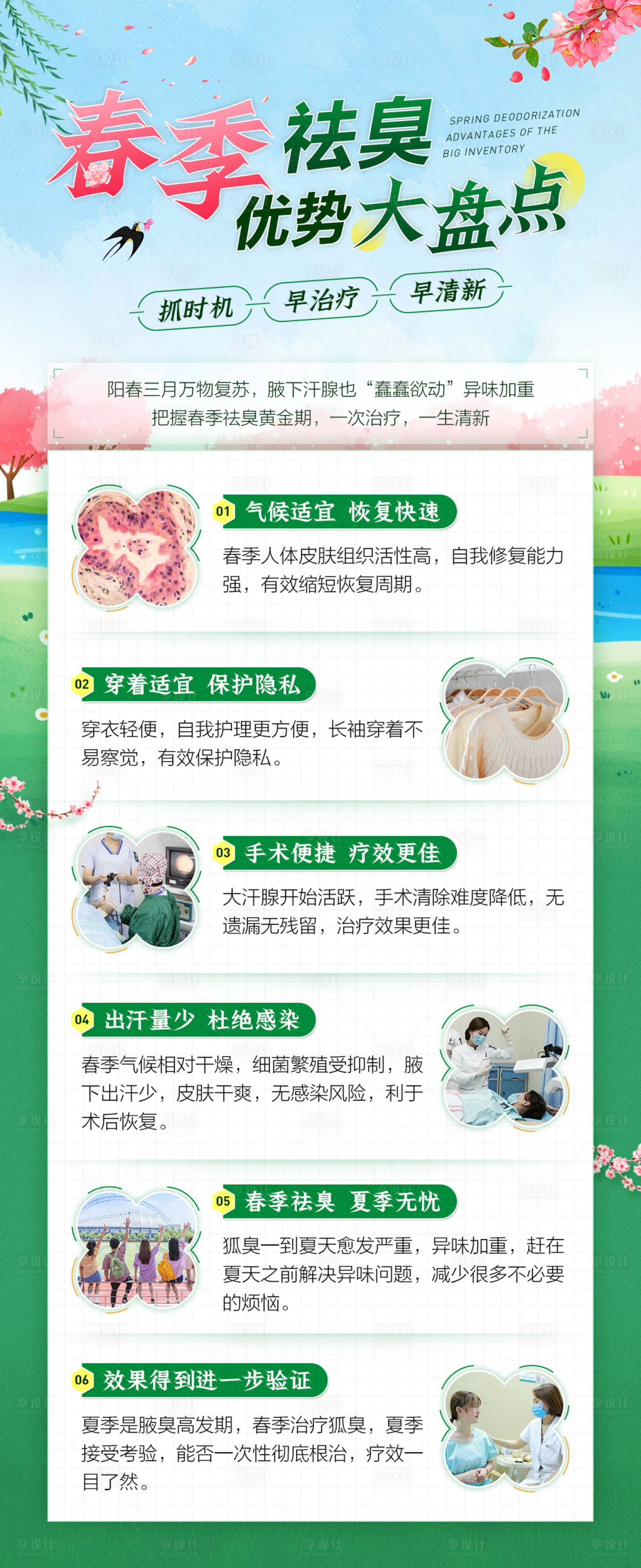 源文件下载【享设计】搜索编号：74300015186179899【春季祛臭优势大盘点医疗科普海报】