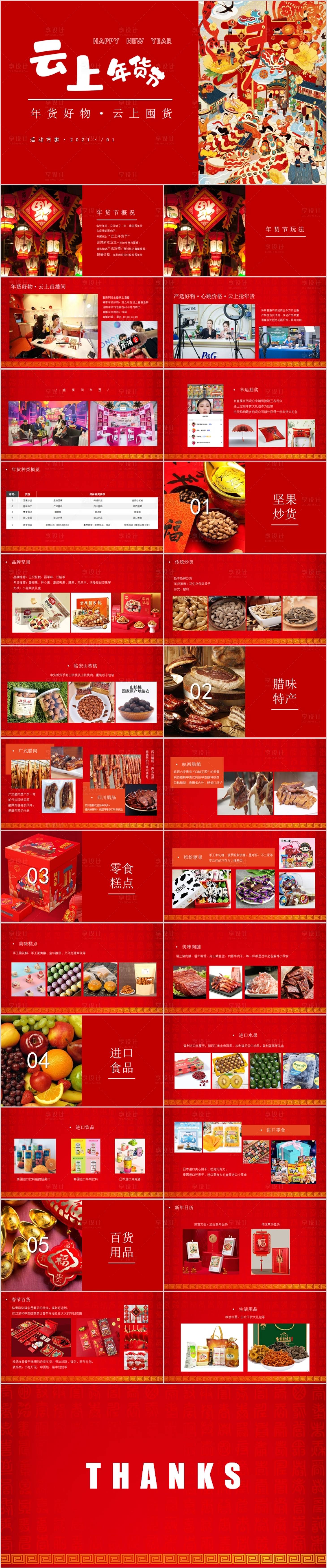 源文件下载【享设计】搜索编号：92310015474331771【线上年货节云上囤货主题活动方案PPT】