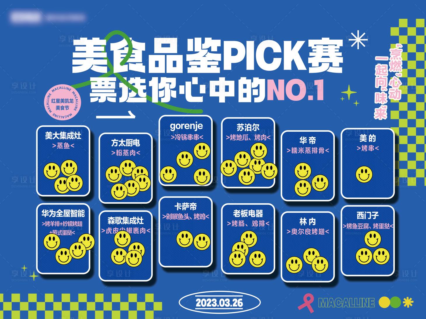 源文件下載【享設計】搜索編號：50060015743502511【美食節品鑒投票墻】