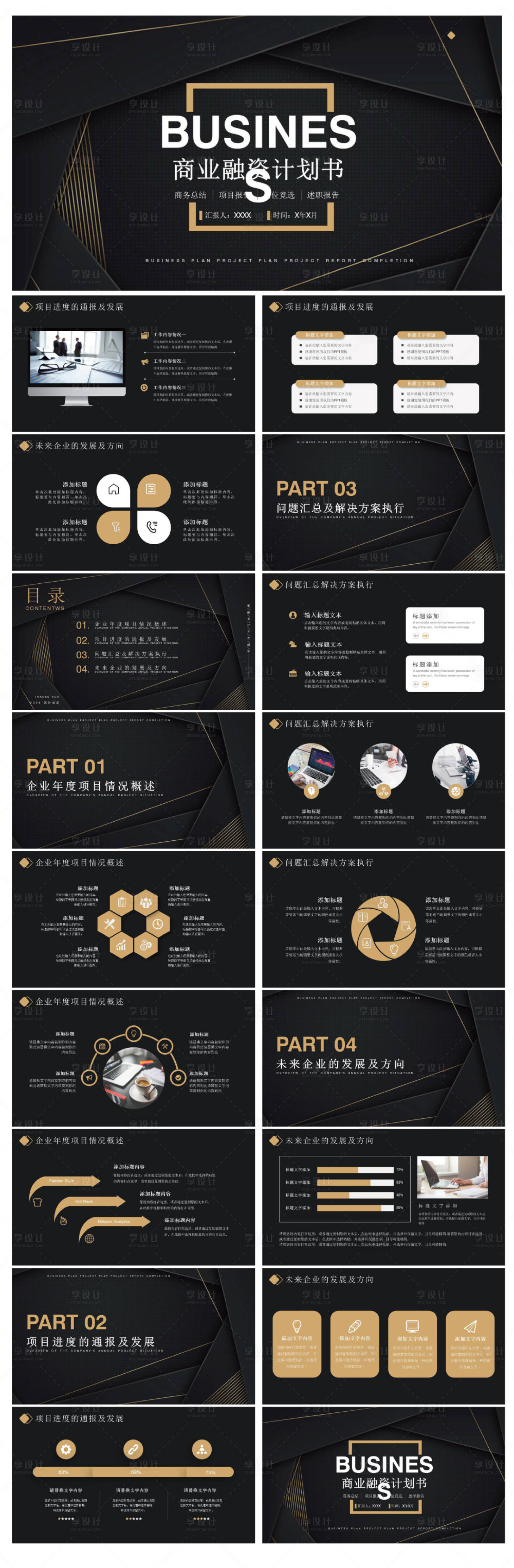 源文件下载【黑金风格工作报告PPT】编号：21280015209156933
