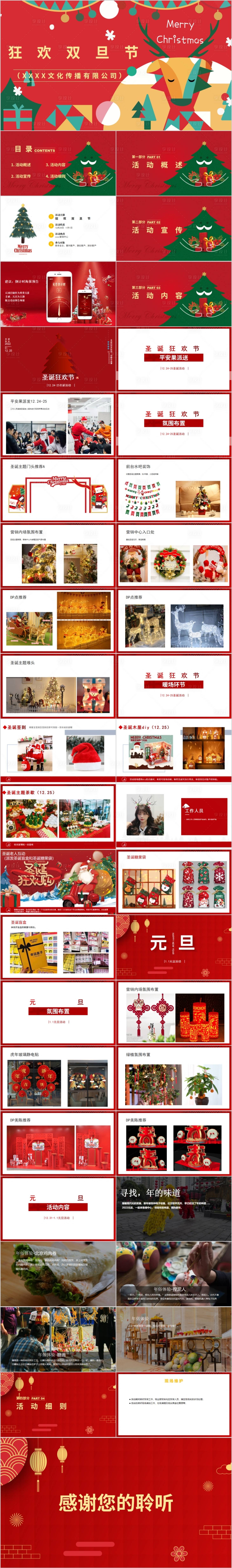 源文件下载【享设计】搜索编号：56420015465895455【地产圣诞节元旦系列主题活动方案PPT】