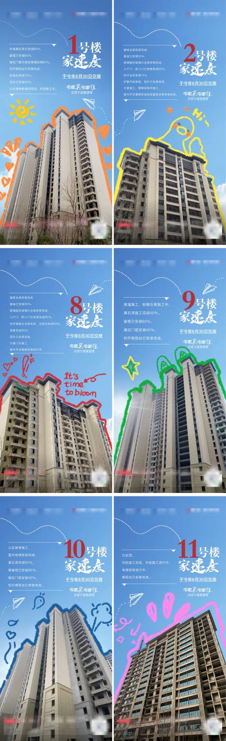 源文件下载【地产工程进度创意涂鸦系列海报】编号：44590015314646558
