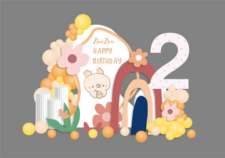 源文件下载【彩色春天户外花朵生日会手绘堆头美陈】编号：14840015846988440