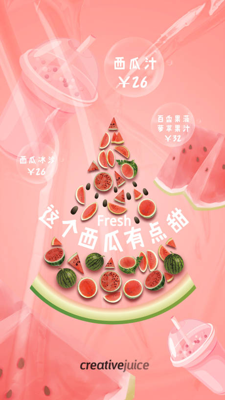 源文件下载【西瓜汁新品上市海报】编号：61830015989838387