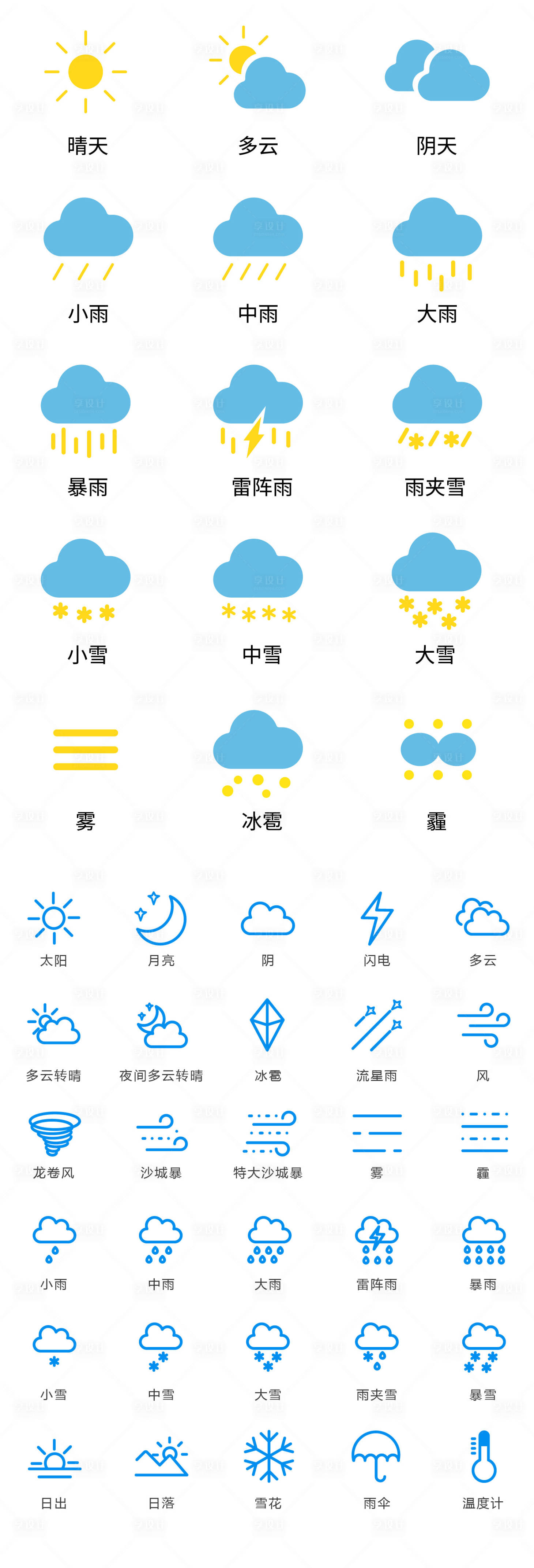源文件下載【享設計】搜索編號：59080016041295138【天氣圖標icon】