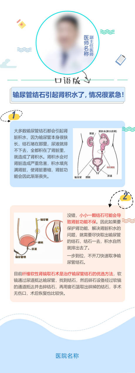 编号：20230406152650854【享设计】源文件下载-外科输尿管结石科普朋友圈海报