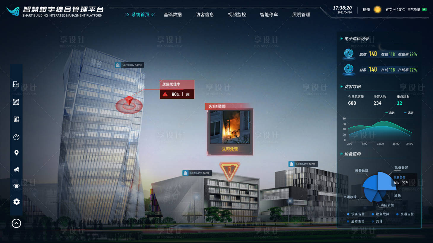 源文件下载【享设计】搜索编号：53260016347736884【智慧楼宇大屏】