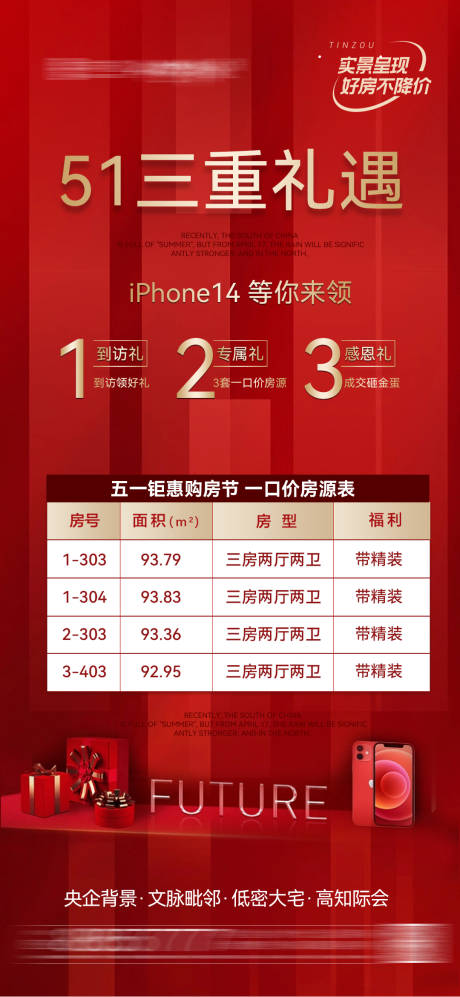 源文件下载【地产五一钜惠三重礼特价房海报】编号：99260016160088209