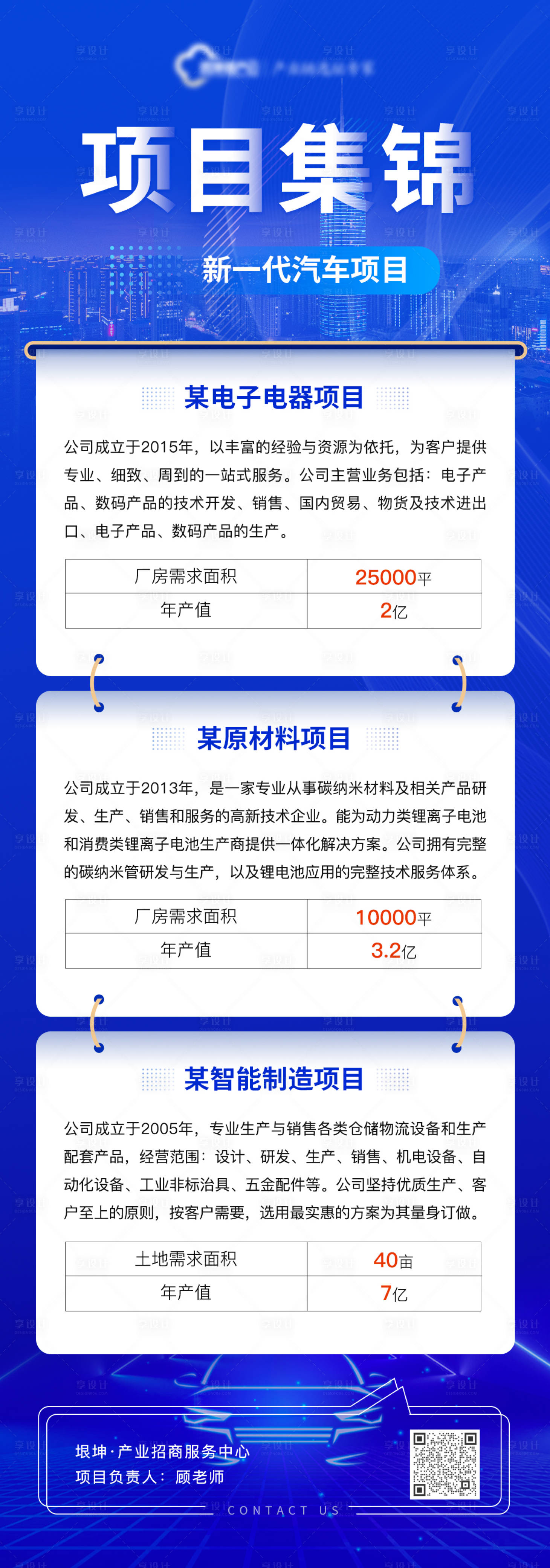 源文件下载【享设计】搜索编号：59200016345607034【朋友圈公司招商新能源汽车项目集锦海报】