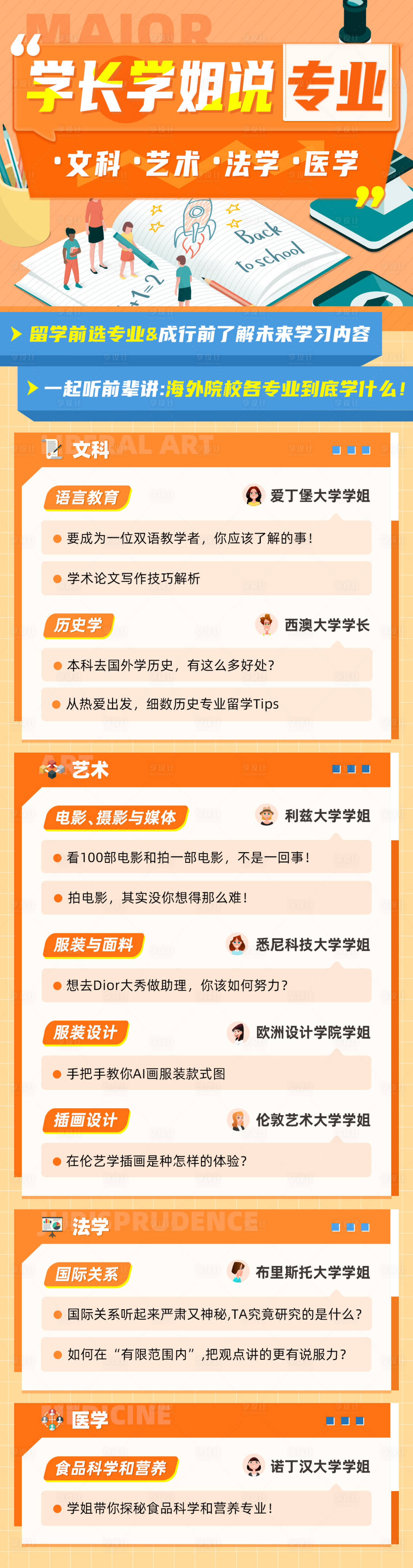 源文件下载【享设计】搜索编号：37890015944757426【学姐学长说专业留学海报】
