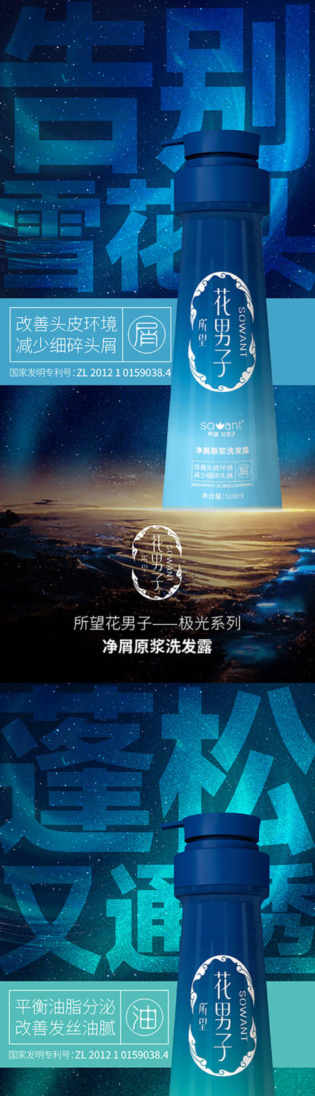 源文件下载【享设计】搜索编号：74550016056063118【极光星空洗护护发系列海报】