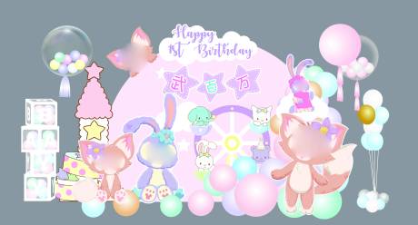 源文件下载【女孩生日宴活动背景板】编号：75790015933544995