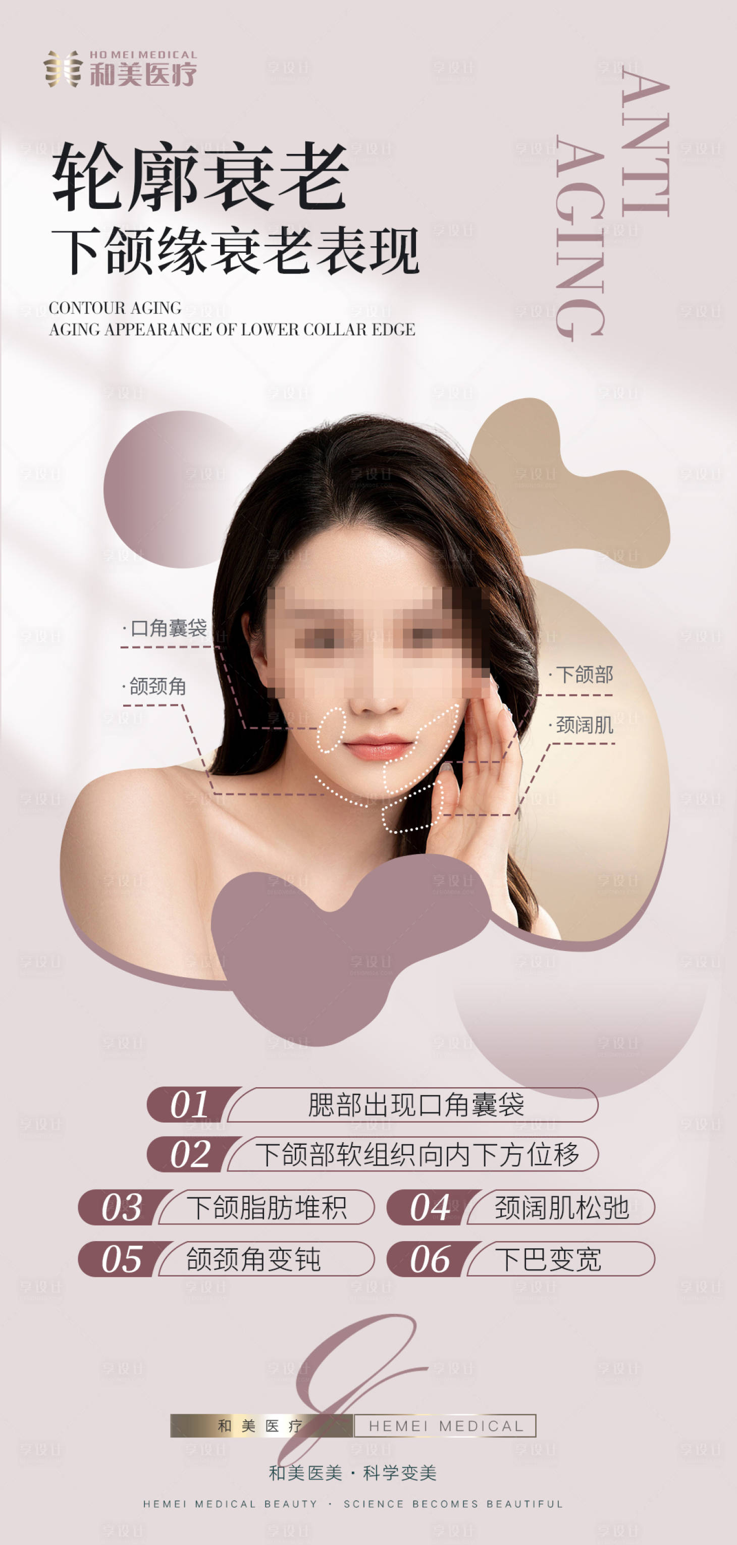 源文件下載【享設計】搜索編號：67330015824809584【下頜緣衰老科普海報】