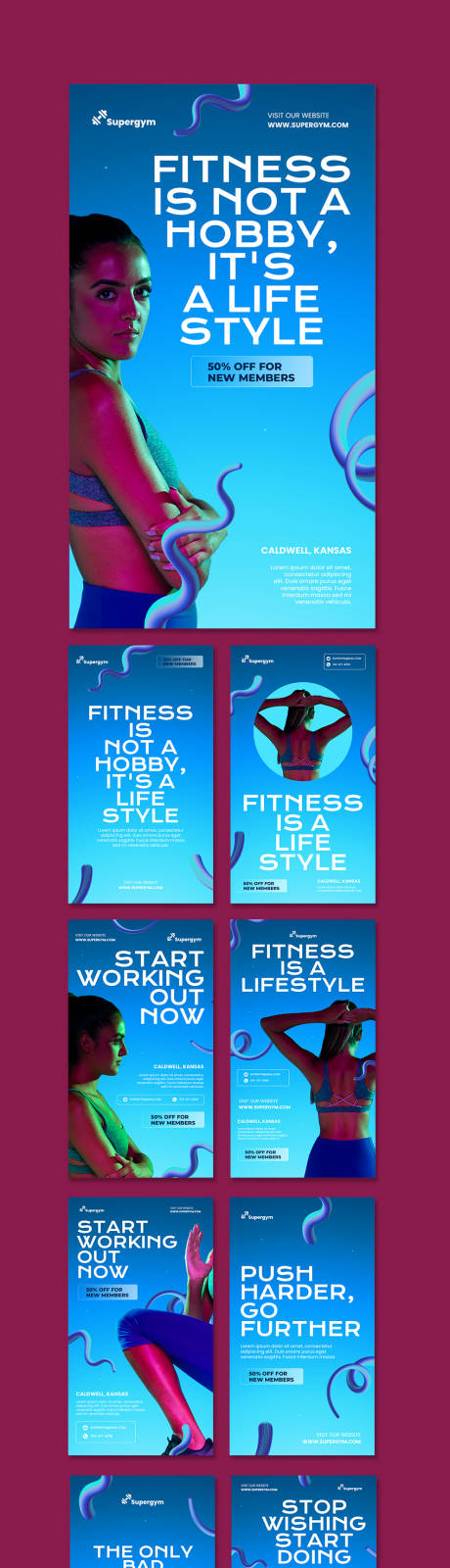 编号：20230417152553380【享设计】源文件下载-欧美时尚潮酷运动健身房训练海报
