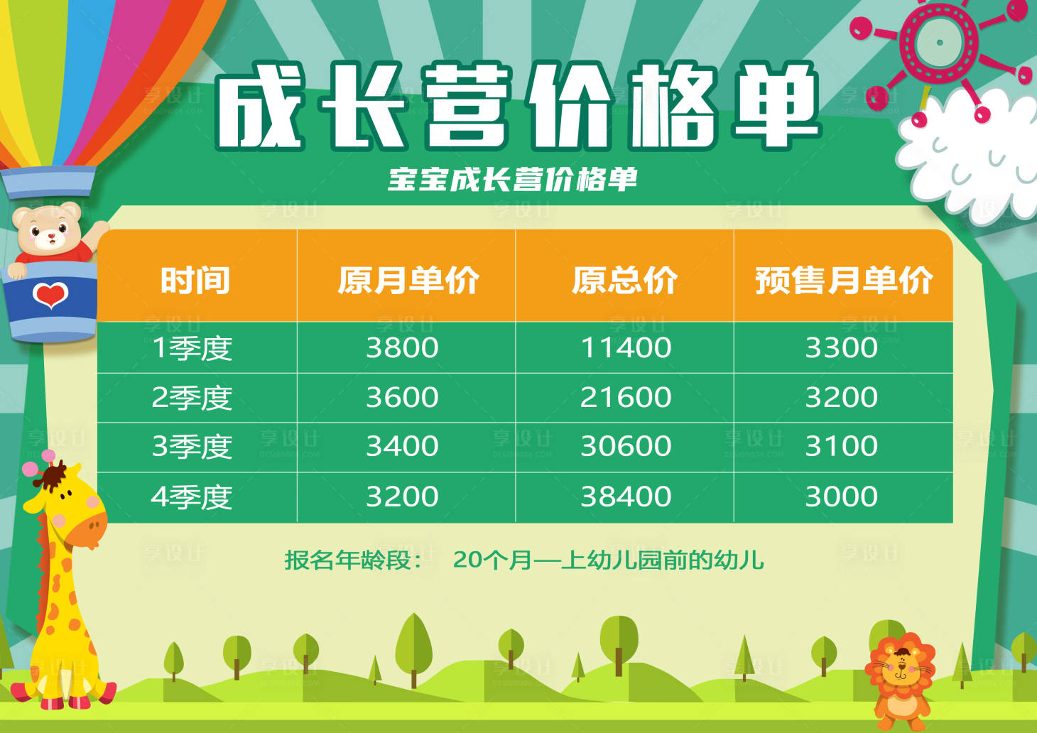 源文件下載【享設計】搜索編號：18500016084008712【成長營價格單】