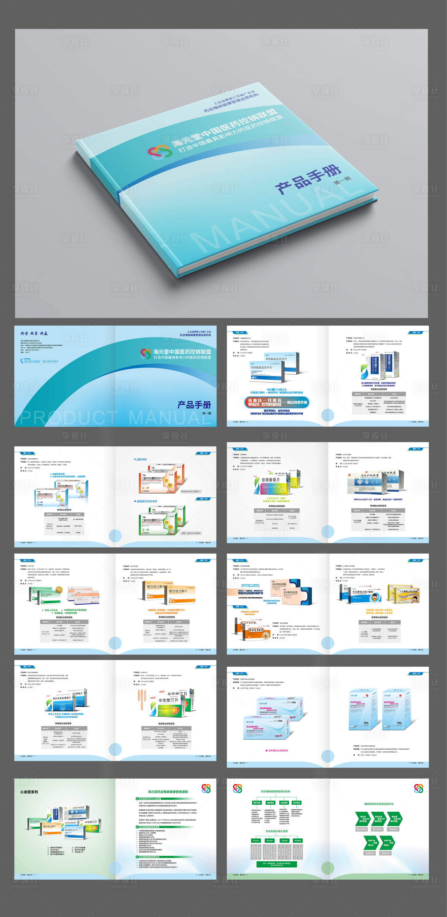 源文件下载【享设计】搜索编号：87140016145469952【简约蓝色药品产品画册】