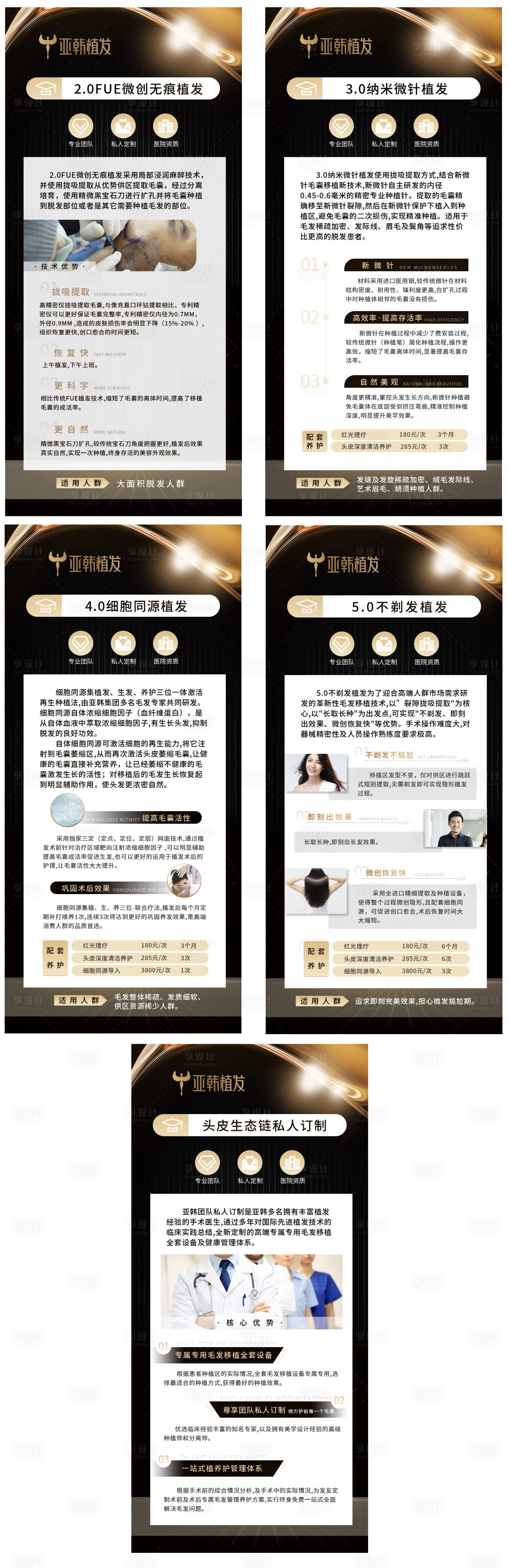 源文件下載【享設計】搜索編號：59860015790395455【技術包裝系列黑金高級輕奢簡約植發醫美】