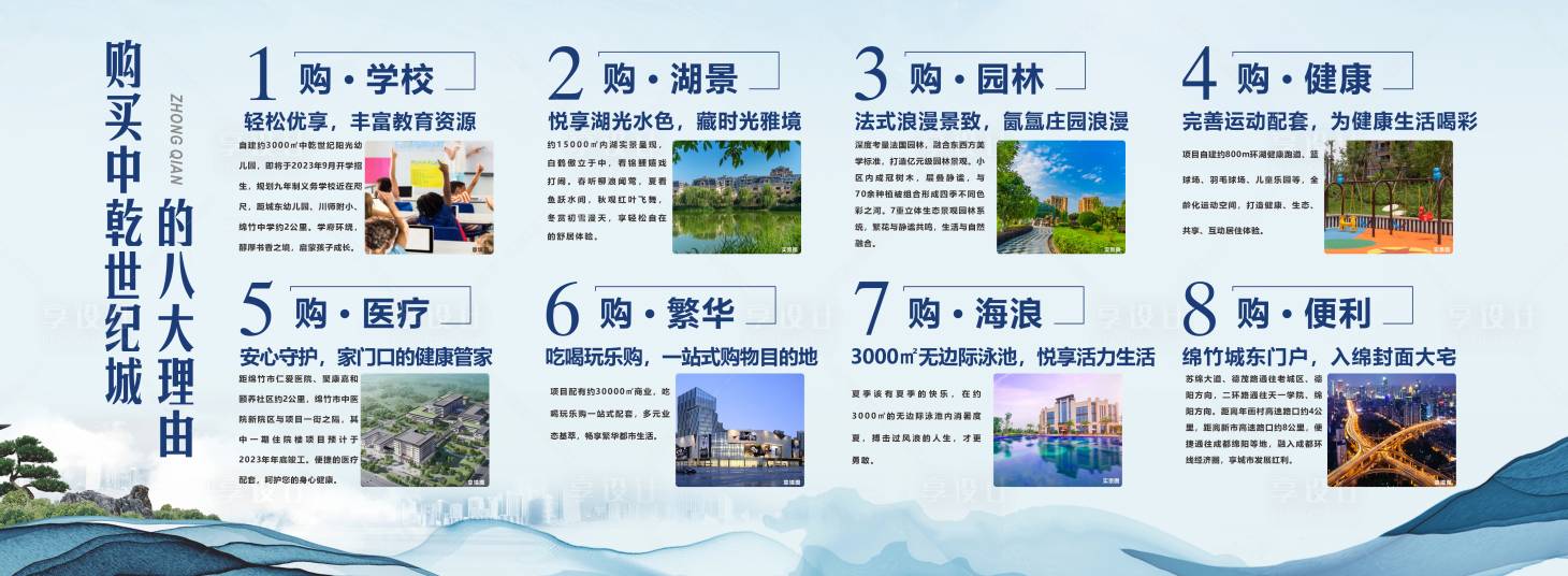 源文件下载【享设计】搜索编号：70970016035796406【地产购买八大理由价值点灯箱海报】