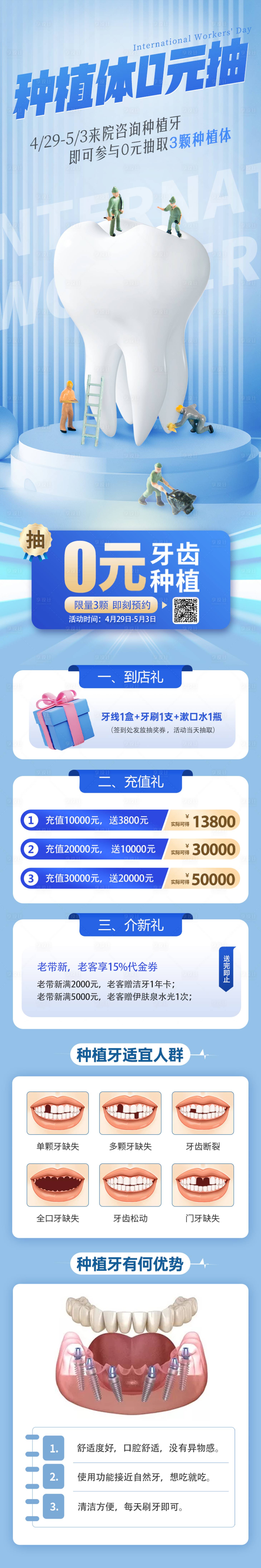 源文件下载【五一劳动节口腔种植牙专场长图海报】编号：15470016386507046