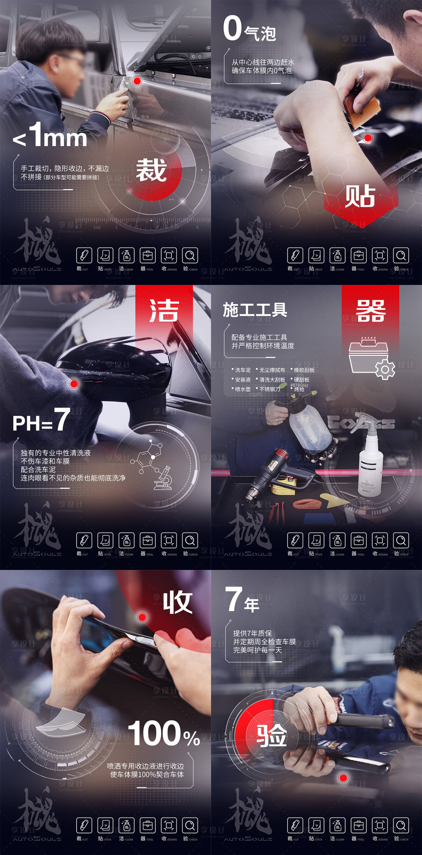 源文件下載【享設計】搜索編號：96070015934439660【 汽車六道工藝海報】