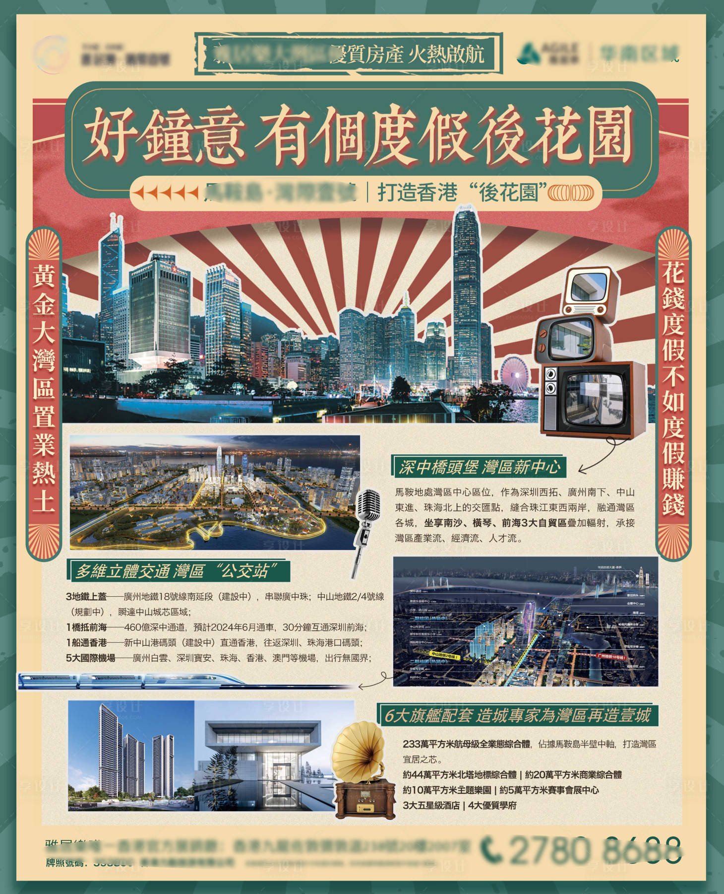 源文件下载【港风复古地产价值点宣传海报】编号：77200015746228327