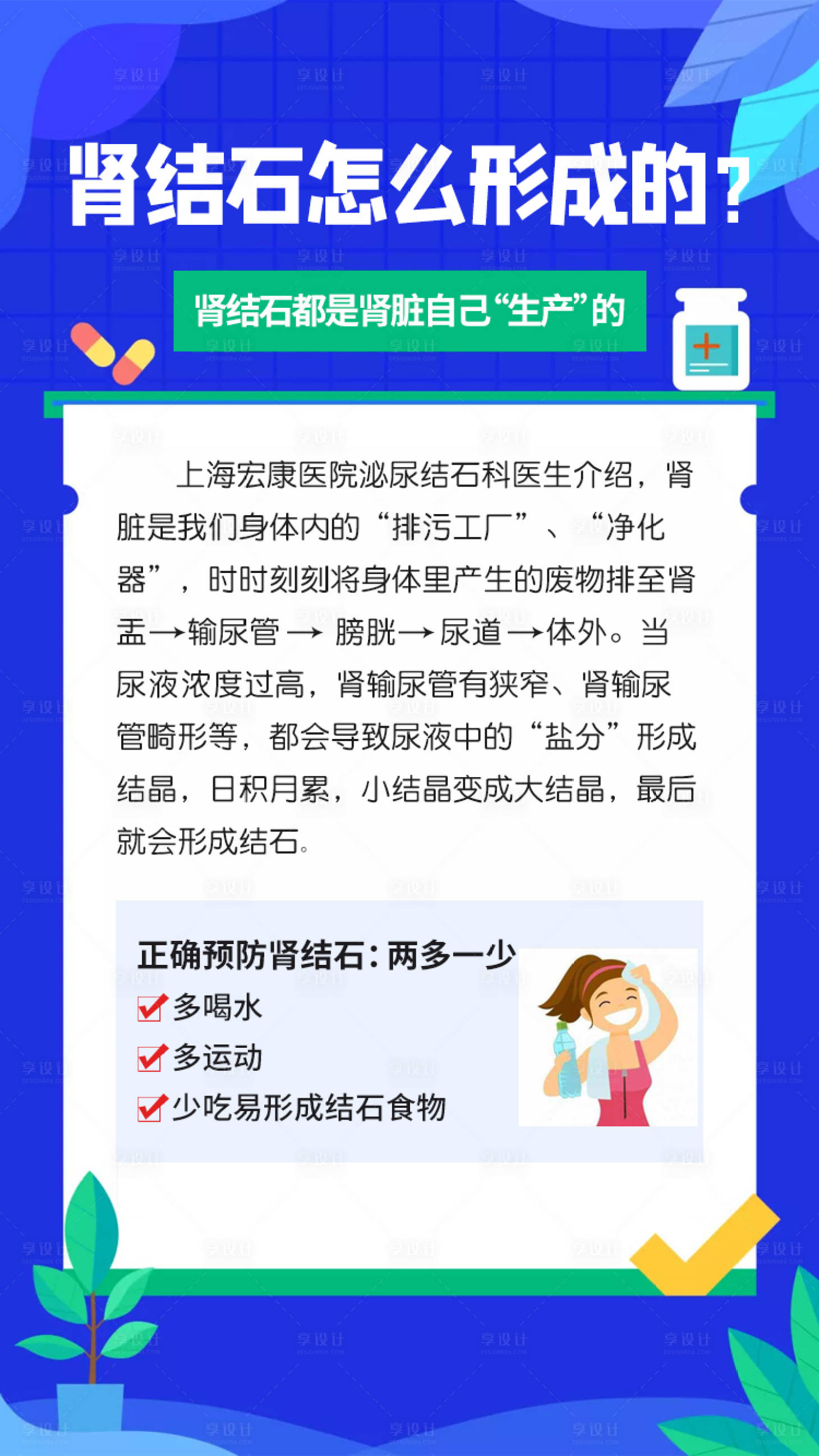 源文件下载【享设计】搜索编号：76960015893965553【肾结石朋友圈科普海报】
