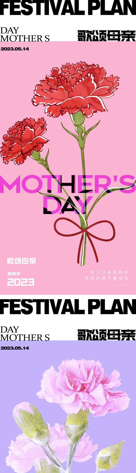 源文件下载【享设计】搜索编号：30600015935102669【母亲节康乃馨花卉系列海报】