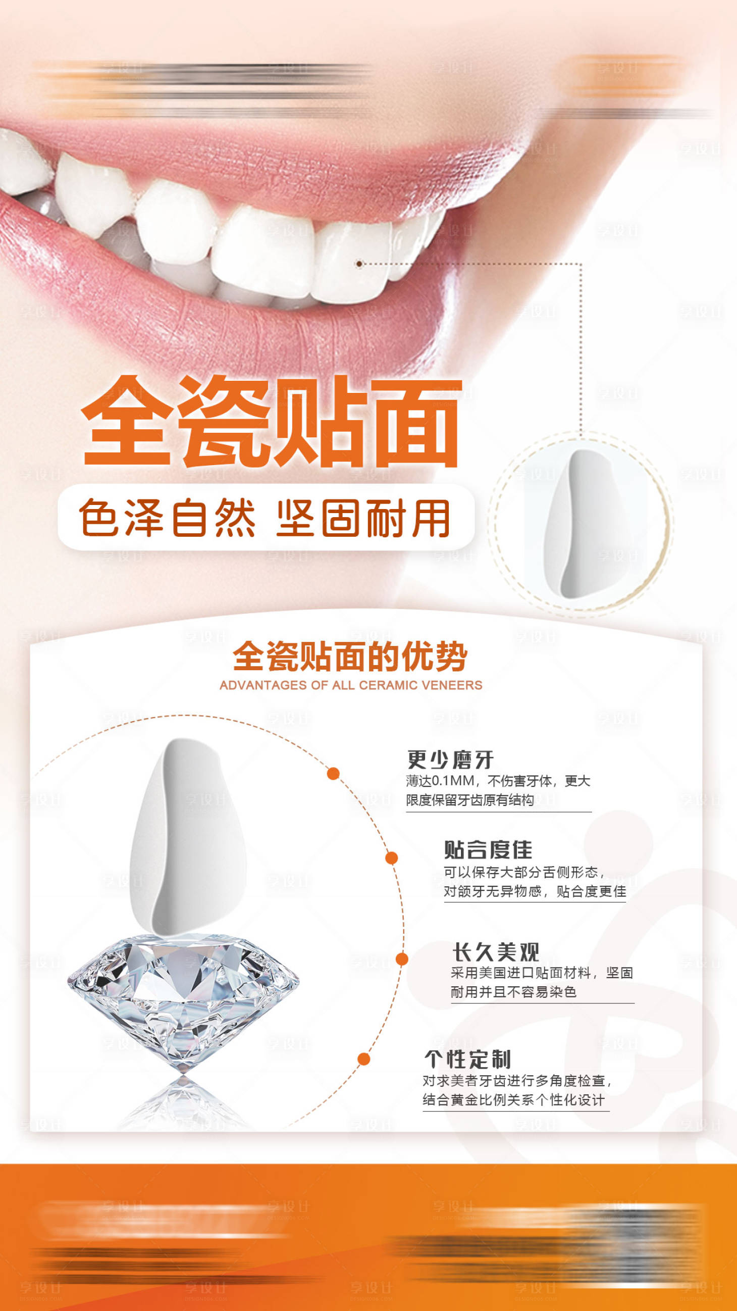 源文件下载【享设计】搜索编号：65080016296845641【口腔牙齿贴面美白海报】