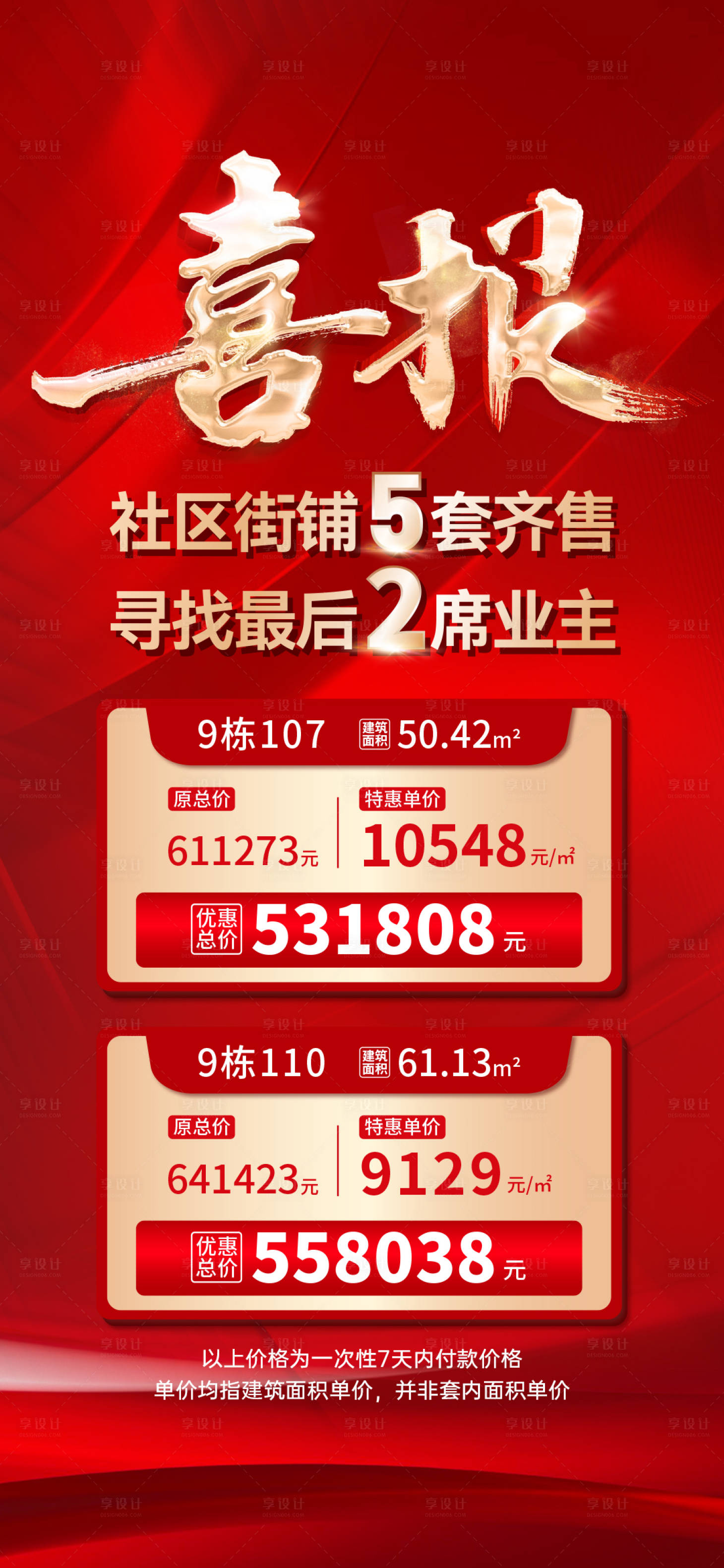 源文件下载【享设计】搜索编号：77380016651106721【地产促销喜报海报】