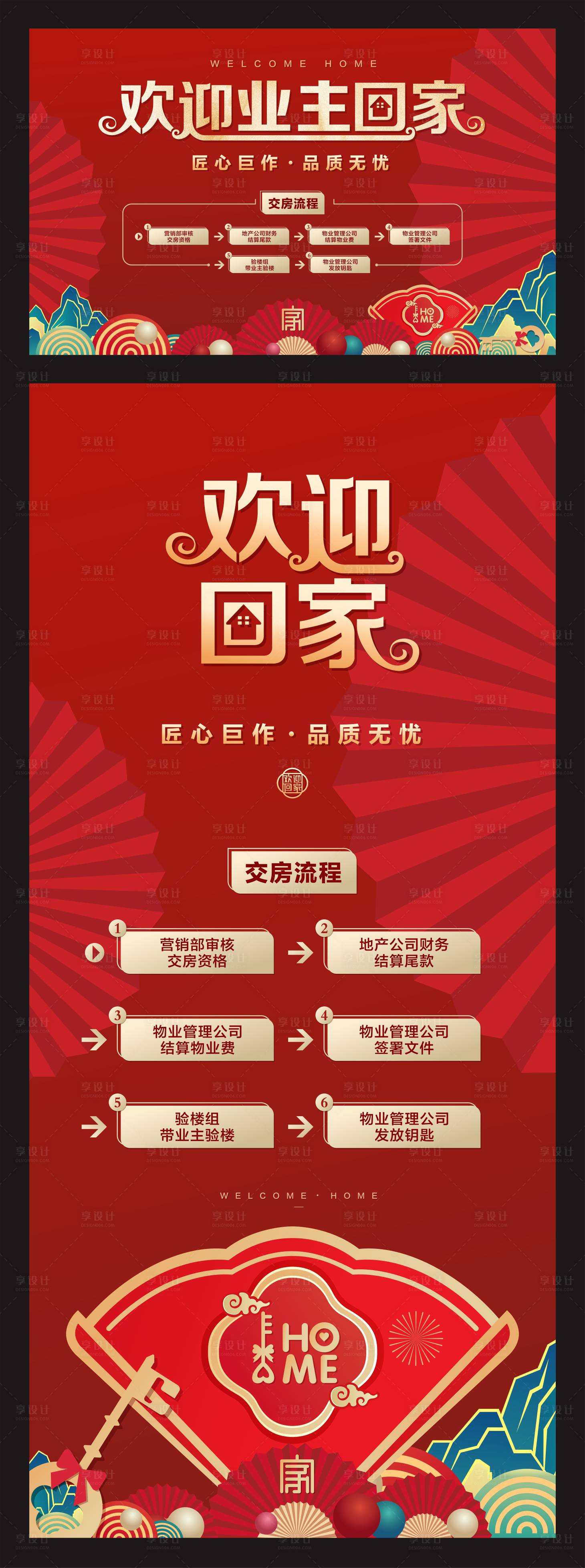 源文件下载【享设计】搜索编号：68540016618362617【地产交房流程海报】