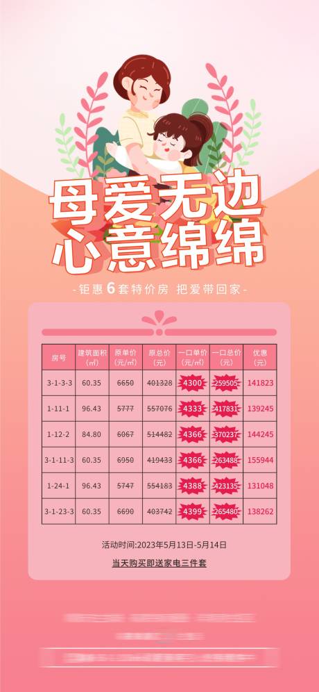 源文件下载【母亲节特价房海报】编号：37460016570534154