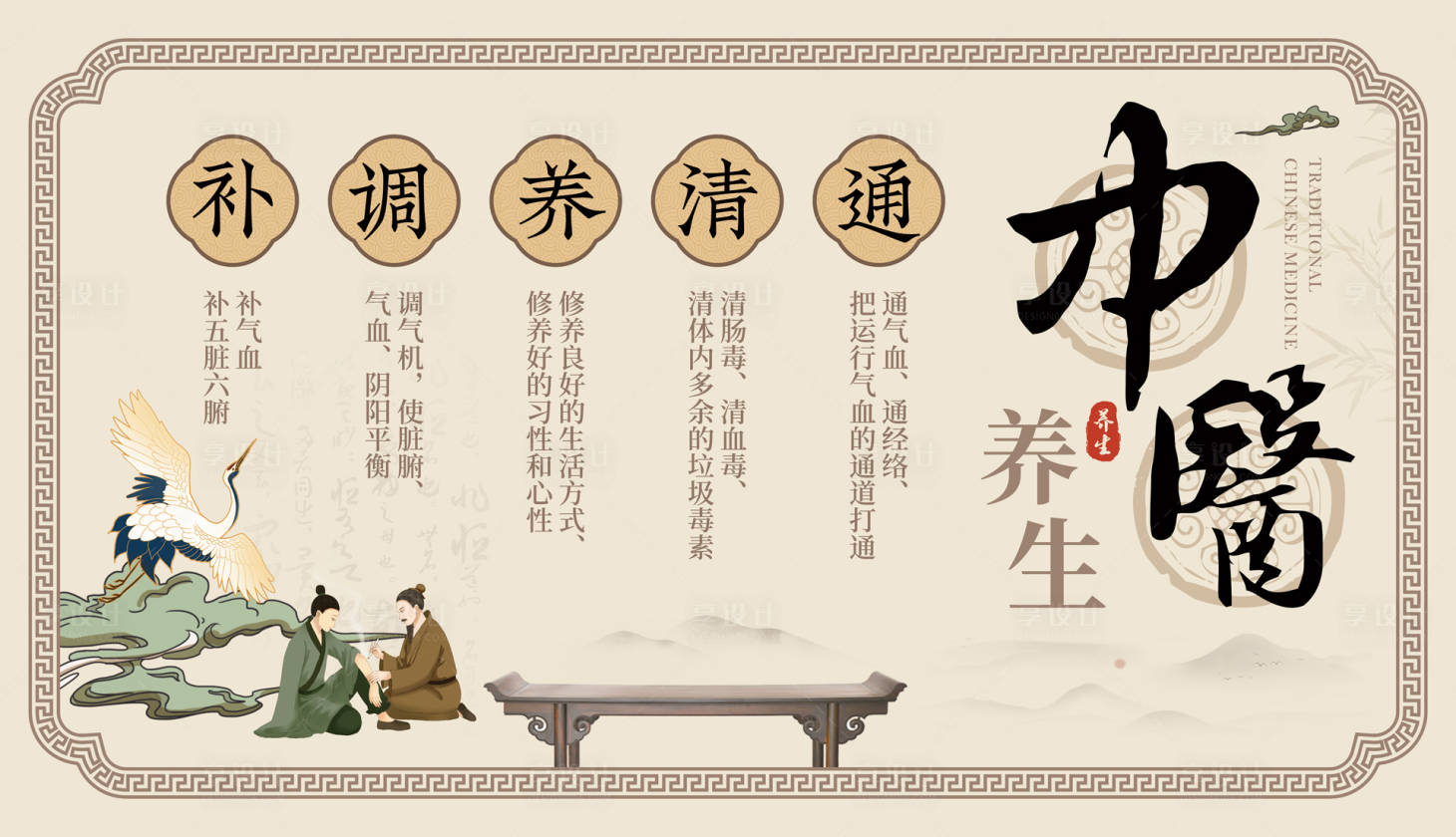 源文件下載【享設計】搜索編號：64330016910492439【中醫養生海報展板】