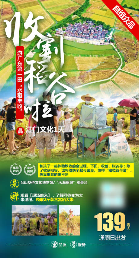 源文件下载【稻谷研学旅游海报】编号：20230531155408026