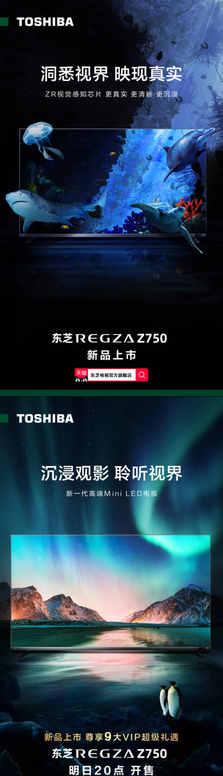 家电彩电新品上市极光海底世界海报