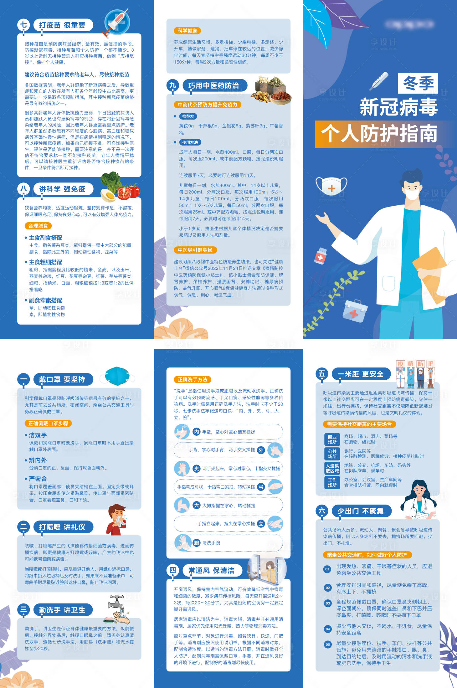 源文件下載【冬季新冠病毒個(gè)人防護(hù)指南三折頁(yè)】編號(hào)：28670016490065578