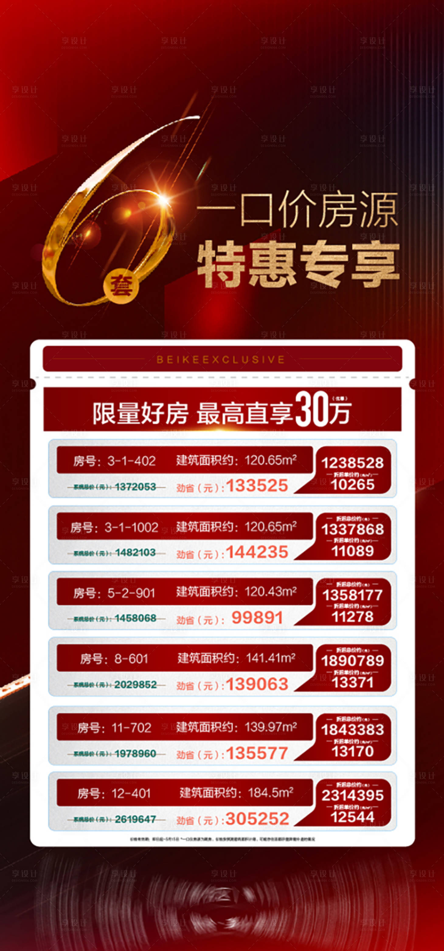 源文件下載【享設計】搜索編號：38540016745976654【紅色背景特價房海報】